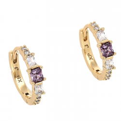 KOLCZYKI POZŁACANE 15/4 MM KÓŁKA AMETYST RADIANT XUPING 68794