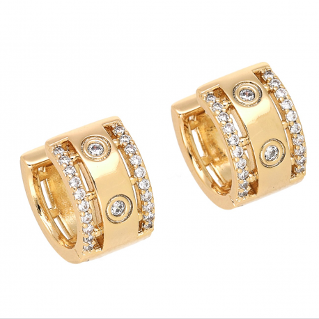 KOLCZYKI POZŁACANE 14/9 MM KÓŁKA Z BRYLANCIKAMI XUPING 68823