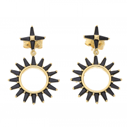 KOLCZYKI POZŁACANE 33/20 MM BLACK DIAMOND ELEGANCE XUPING 68880