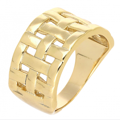 PIERŚCIONEK POZŁACANY 11 MM ZŁOTY AŻUR XUPING 68882