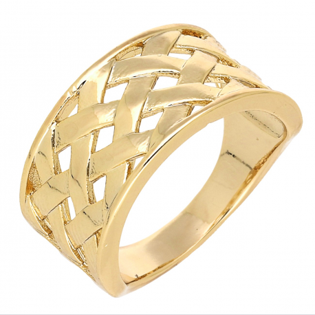 PIERŚCIONEK POZŁACANY 10 MM ZŁOTY AŻUR XUPING 68886
