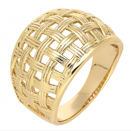 PIERŚCIONEK POZŁACANY 15 MM ZŁOTY AŻUR XUPING 68887