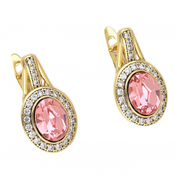 KOLCZYKI POZŁACANE 18/10 MM ROSE LIGHT CRYSTAL XUPING 69073