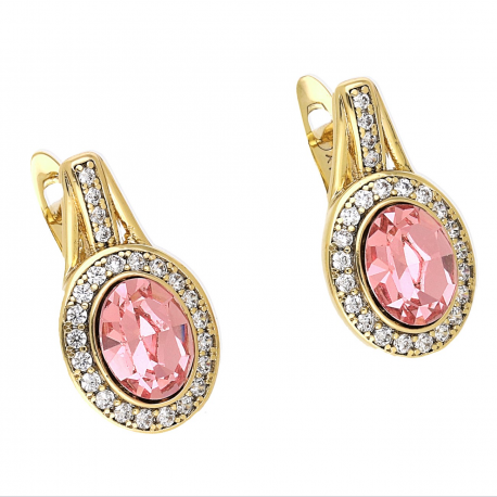 KOLCZYKI POZŁACANE 18/10 MM ROSE LIGHT CRYSTAL XUPING 69073