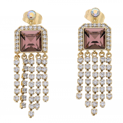 KOLCZYKI POZŁACANE 44/13 MM ROSE CRYSTAL XUPING 69093