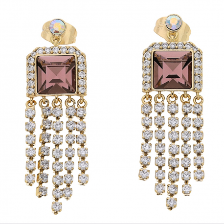 KOLCZYKI POZŁACANE 44/13 MM ROSE CRYSTAL XUPING 69093