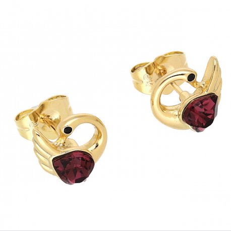 KOLCZYKI POZŁACANE 11/10 MM FUCHSIA CRYSTAL XUPING 69102