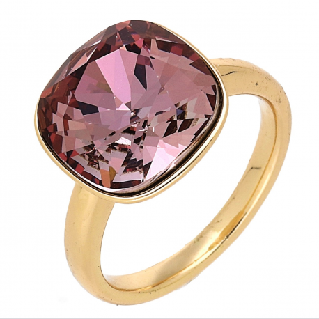 PIERŚCIONEK POZŁACANY 13 MM FUCHSIA CRYSTAL XUPING 69110