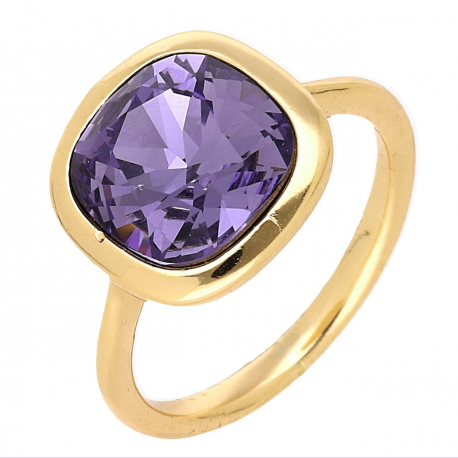 PIERŚCIONEK POZŁACANY 13 MM AMETHYST CRYSTAL XUPING 69114