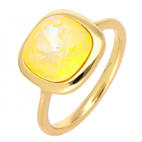 PIERŚCIONEK POZŁACANY 13 MM ELECTRIC YELLOW CRYSTAL XUPING 69116