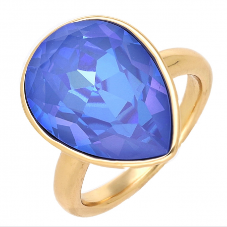 PIERŚCIONEK POZŁACANY 19 MM ELECTRIC BLUE CRYSTAL XUPING 69119