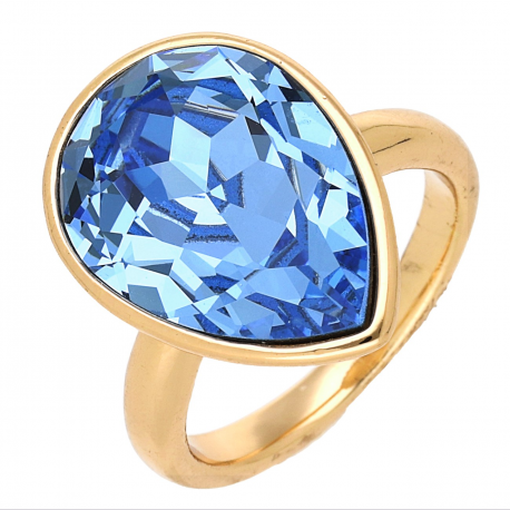 PIERŚCIONEK POZŁACANY 19 MM SAPPHIRE LIGHT CRYSTAL XUPING 69120