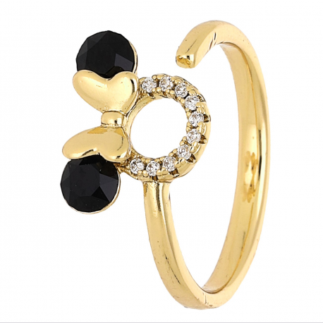 PIERŚCIONEK POZŁACANY 10 MM JET CRYSTAL XUPING 69138