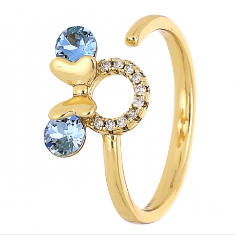 PIERŚCIONEK POZŁACANY 10 MM SAPPHIRE LIGHT CRYSTAL XUPING 69140