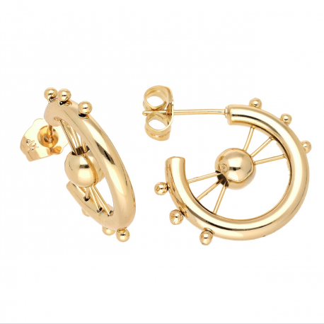 KOLCZYKI POZŁACANE 24/6 MM ZŁOTE KOŁA ZE SZPRYCHAMI XUPING 69276