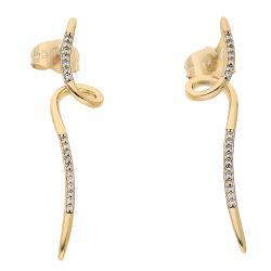 KOLCZYKI POZŁACANE 39/8 MM BRYLANTOWE ZAKRĘCONE XUPING 69339