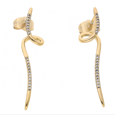 KOLCZYKI POZŁACANE 39/8 MM BRYLANTOWE ZAKRĘCONE XUPING 69339