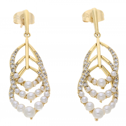 KOLCZYKI POZŁACANE 44/15 MM PEARL LUXURY XUPING 69341