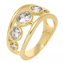 PIERŚCIONEK POZŁACANY 11 MM PIĘĆ BRYLANTÓW XUPING 69367