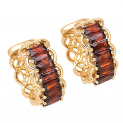 KOLCZYKI POZŁACANE 18/9 MM KÓŁKA Z GRANATAMI XUPING 69591