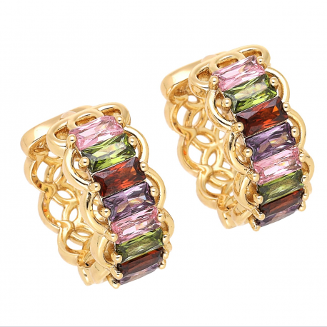 KOLCZYKI POZŁACANE 18/9 MM KÓŁKA Z CIEMNYMI KOLORAMI XUPING 69595