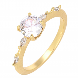 PIERŚCIONEK POZŁACANY 6 MM BRYLANTOWA ELEGANCJA XUPING 69673