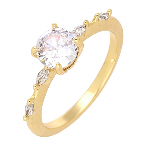 PIERŚCIONEK POZŁACANY 6 MM BRYLANTOWA ELEGANCJA XUPING 69673