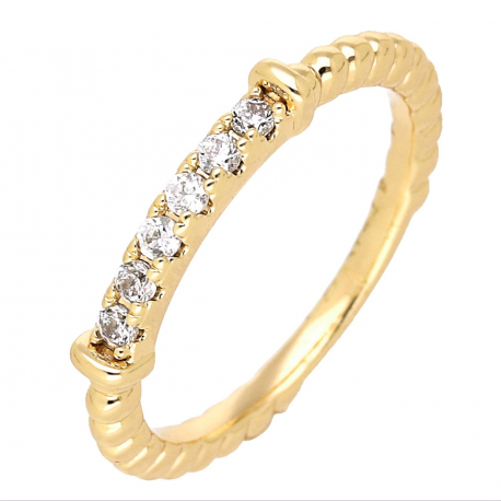 PIERŚCIONEK POZŁACANY 3 MM BRYLANCIKÓW SZEŚĆ XUPING 69693