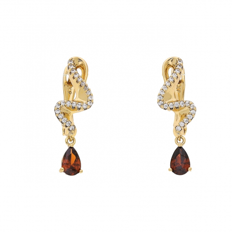 KOLCZYKI POZŁACANE 24/8 MM GRANAT ŁEZKA XUPING 70012