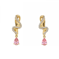 KOLCZYKI POZŁACANE 24/8 MM RÓŻOWY BRYLANT ŁEZKA XUPING 70016