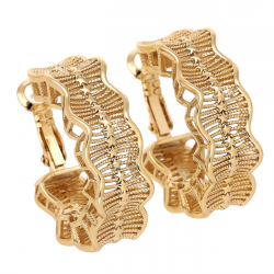 KOLCZYKI POZŁACANE 28/10 MM ZŁOTE AŻUROWE KOŁA XUPING 70057