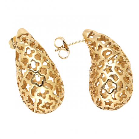 KOLCZYKI POZŁACANE 31/15 MM ZŁOTA AŻUROWA ŁEZKA XUPING 70071