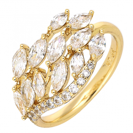 PIERŚCIONEK POZŁACANY 12 MM PEŁEN BRYLANTÓW XUPING 70081