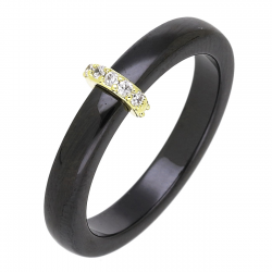 PIERŚCIONEK POZŁACANY 6 MM BLACK CERAMIC S. STEEL TTM XUPING 70102