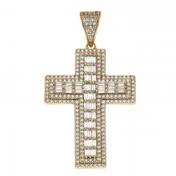 ZAWIESZKA POZŁACANA 57/31 MM BRYLANTOWY KRZYŻ LUXURY XUPING 70719