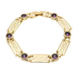 BRANSOLETKA POZŁACANA 19,5 CM 8 MM GREK I AMETYSTY XUPING 70754