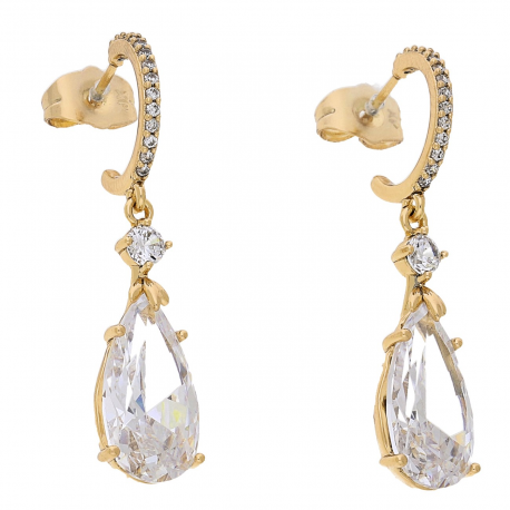 KOLCZYKI POZŁACANE 39/9 MM BRYLANTOWA ŁEZKA XUPING 70777