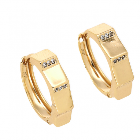 KOLCZYKI POZŁACANE 18/5 MM ZŁOTE KÓŁKA Z BRYLANCIKAMI XUPING 70803