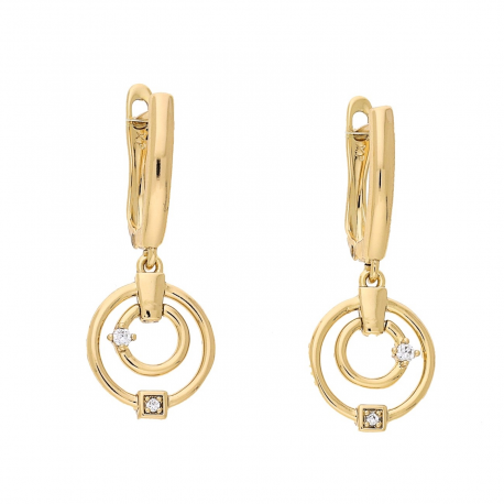 KOLCZYKI POZŁACANE 31/12 MM ZŁOTE KRĘGI Z BRYLANCIKAMI XUPING 70863