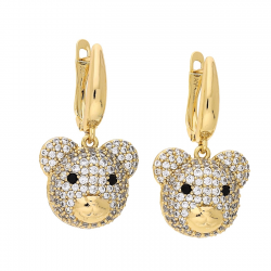 KOLCZYKI POZŁACANE 31/17 MM BRYLANTOWE MISIE XUPING 70869