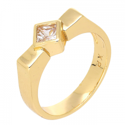 PIERŚCIONEK POZŁACANY 7 MM SYGNET Z RADIANTEM XUPING 70875