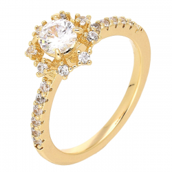 PIERŚCIONEK POZŁACANY 10 MM BRYLANTOWE GNIAZDO XUPING 70878