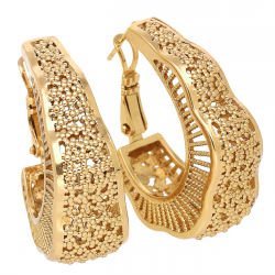 KOLCZYKI POZŁACANE 32/11 MM ZŁOTY AŻUR XUPING 71255