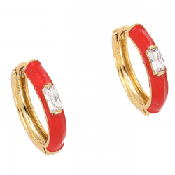 KOLCZYKI POZŁACANE 15/3 MM KÓŁKA RÓŻOWA EMALIA XUPING 71264