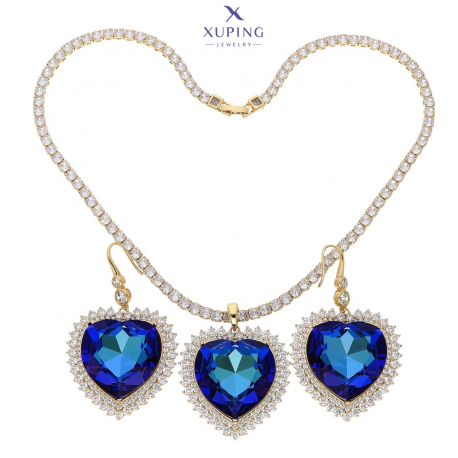kOMPLET POZŁACANY SAPPHIRE CRYSTAL XUPING 71508