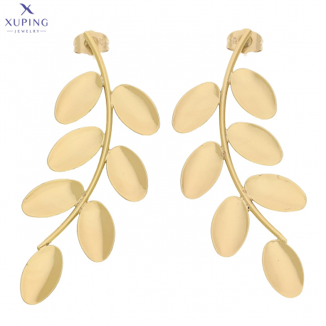 KOLCZYKI POZŁACANE 64/23 MM ZŁOTE GAŁĄZKI XUPING 71553