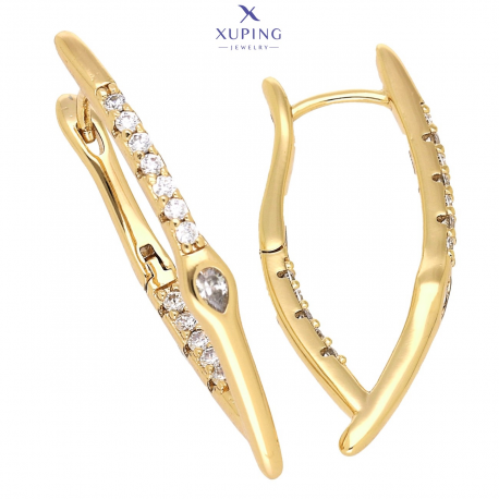 KOLCZYKI POZŁACANE 23/4 MM TRADYCYJNE Z BRYLATAMI XUPING 71851