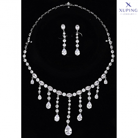 NASZYJNIK PLATYNOWANY 41,5 CM Z KOLCZYKAMI 48/8 MM XUPING 72167