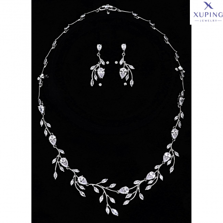 NASZYJNIK PLATYNOWANY 44 CM Z KOLCZYKAMI 38/13 MM XUPING 72170