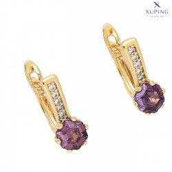KOLCZYKI POZŁACANE 14/6 MM MALUSZKI AMETYSTT XUPING 72217
